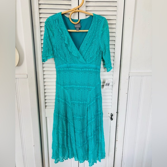 Teal Lace boho Midi Dress by Rabbit Rabbit Rabbit size 4 medium - Picture 2 of 8